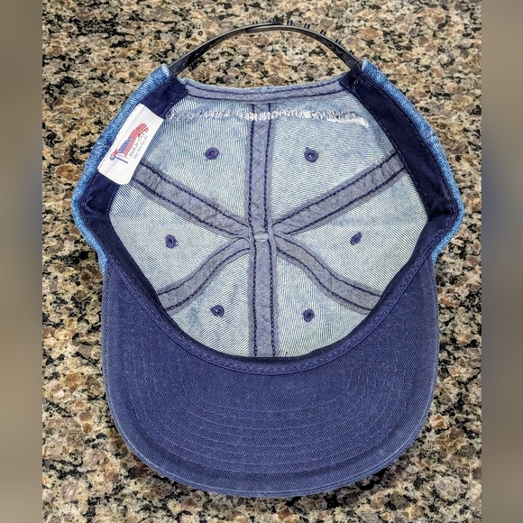 Vintage 90s Denim Team Flowmaster Fishing Boat Engine Company Hat Made in USA - Picture 7 of 9